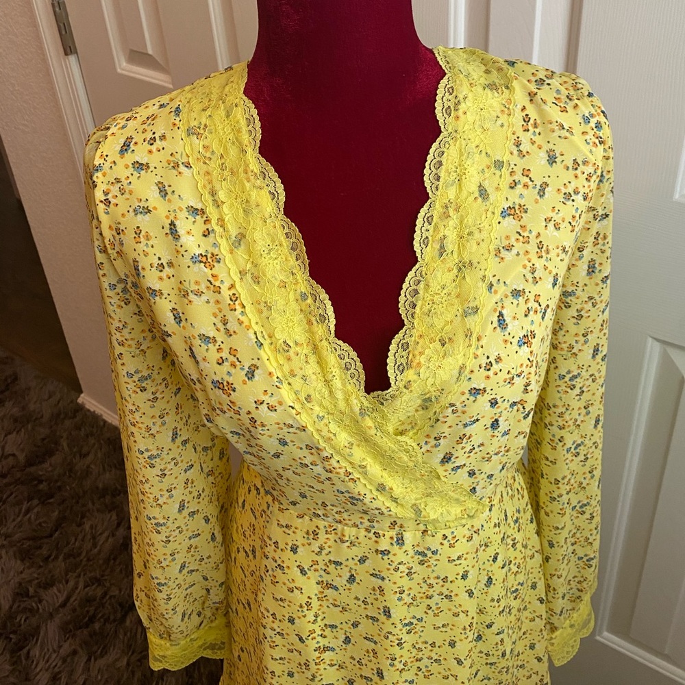 Melloday .. Long sleeve (sheer) tiered maxi dress
